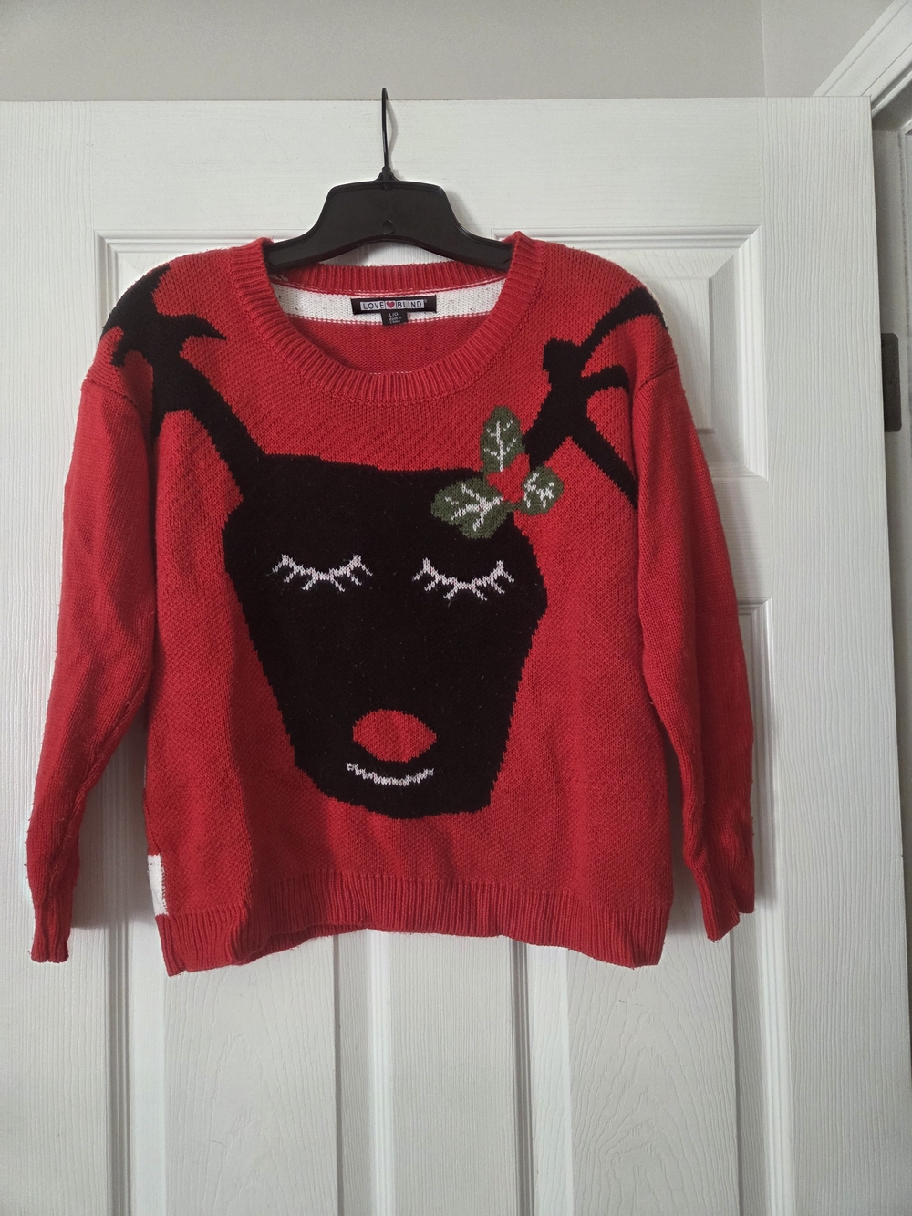 Cute Red Reindeer Knit Sweater - Women